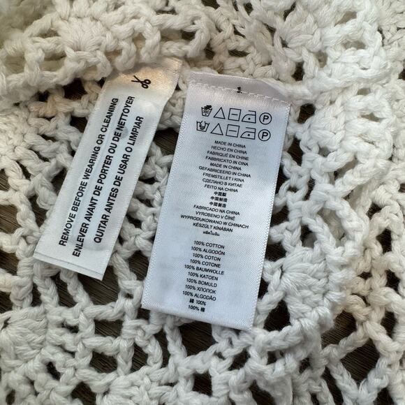 Michael Kors Woman Knitted Crochet Short Sleeve Top White Size Small - Picture 5 of 8